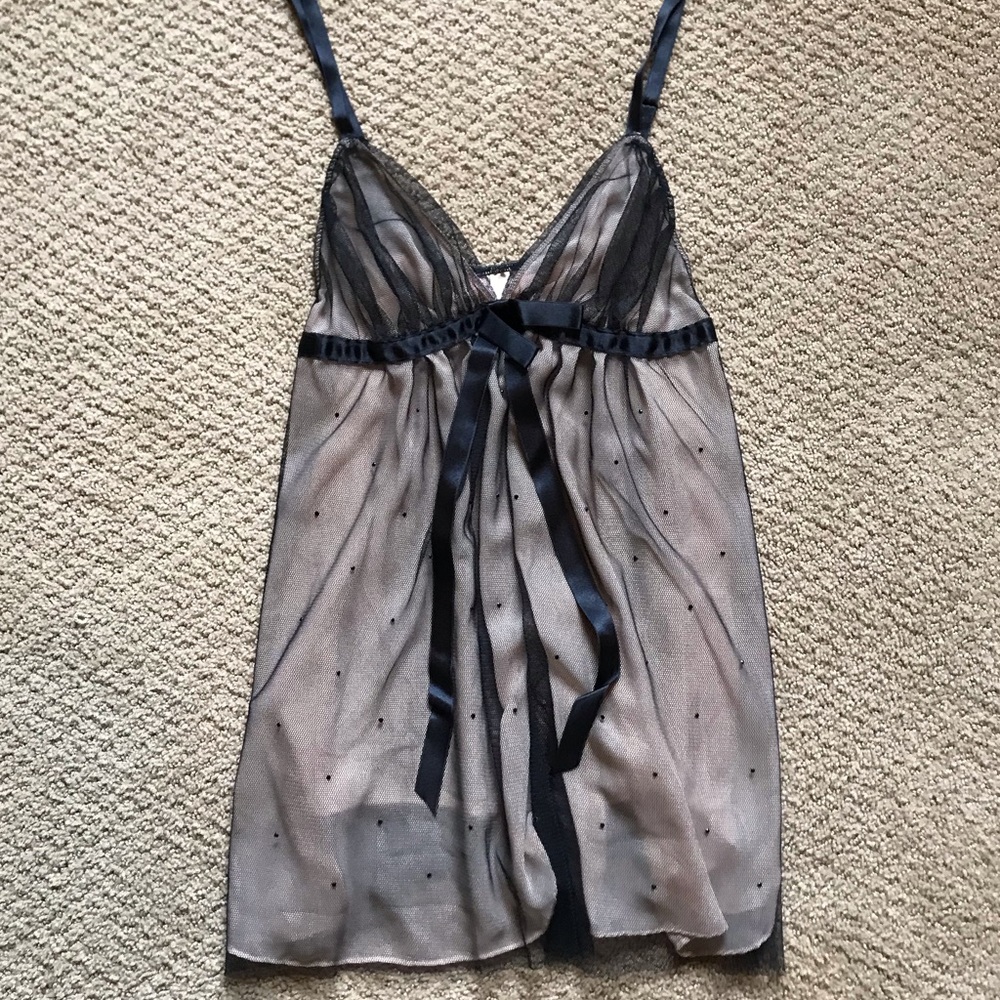 Victoria’s Secret Black Mesh Babydoll Nightie Med